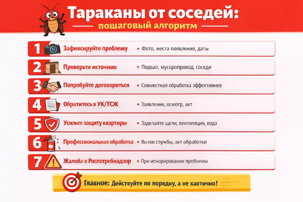 Тараканы от соседей: пошаговый алгоритм